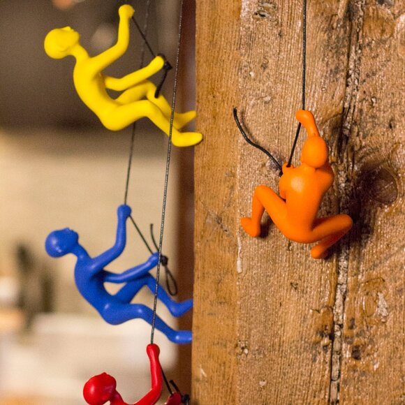 Climbing Man Home Decor Classic Wall-Art Sculpture | 1-Piece | Orange - Picture 4 of 5